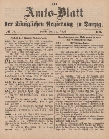 Amts-Blatt der Königlichen Regierung zu Danzig, 22. August 1891, Nr. 34