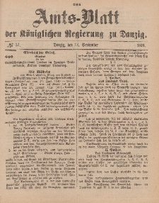 Amts-Blatt der Königlichen Regierung zu Danzig, 12. September 1891, Nr. 37