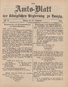 Amts-Blatt der Königlichen Regierung zu Danzig, 21. November 1891, Nr. 47