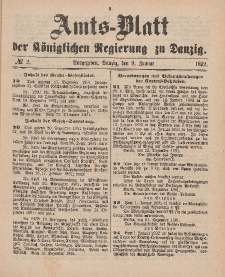 Amts-Blatt der Königlichen Regierung zu Danzig, 9. Januar 1892, Nr. 2