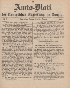 Amts-Blatt der Königlichen Regierung zu Danzig, 30. Januar 1892, Nr. 5