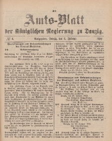 Amts-Blatt der Königlichen Regierung zu Danzig, 6. Februar 1892, Nr. 6
