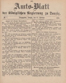 Amts-Blatt der Königlichen Regierung zu Danzig, 13. Februar 1892, Nr. 7