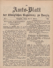 Amts-Blatt der Königlichen Regierung zu Danzig, 27. Februar 1892, Nr. 9