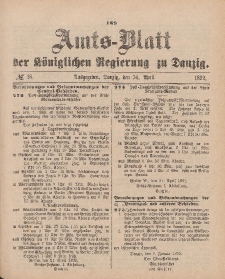 Amts-Blatt der Königlichen Regierung zu Danzig, 30. April 1892, Nr. 18