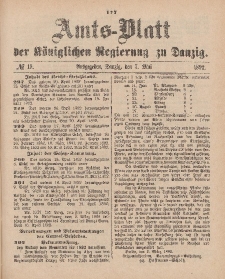 Amts-Blatt der Königlichen Regierung zu Danzig, 7. Mai 1892, Nr. 19