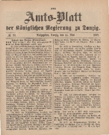 Amts-Blatt der Königlichen Regierung zu Danzig, 14. Mai 1892, Nr. 20