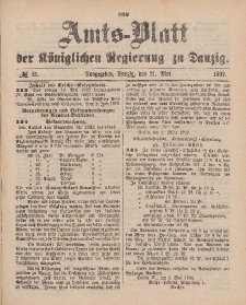 Amts-Blatt der Königlichen Regierung zu Danzig, 21. Mai 1892, Nr. 21