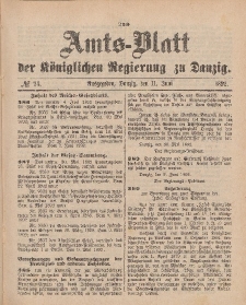 Amts-Blatt der Königlichen Regierung zu Danzig, 11. Juni 1892, Nr. 24