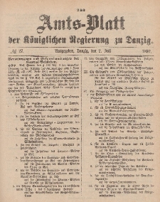 Amts-Blatt der Königlichen Regierung zu Danzig, 2. Juli 1892, Nr. 27