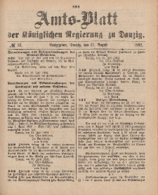 Amts-Blatt der Königlichen Regierung zu Danzig, 13. August 1892, Nr. 33