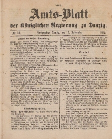 Amts-Blatt der Königlichen Regierung zu Danzig, 17. September 1892, Nr. 38
