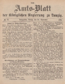 Amts-Blatt der Königlichen Regierung zu Danzig, 24. September 1892, Nr. 39