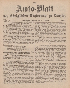 Amts-Blatt der Königlichen Regierung zu Danzig, 1. Oktober 1892, Nr. 40