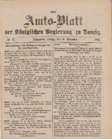 Amts-Blatt der Königlichen Regierung zu Danzig, 19. November 1892, Nr. 47