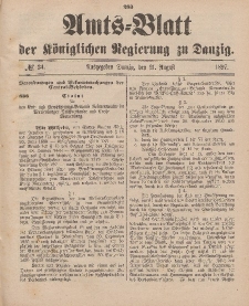 Amts-Blatt der Königlichen Regierung zu Danzig, 21. August 1897, Nr. 34