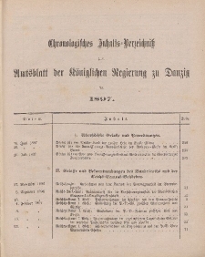 Chronologisches Inhaltsverzeichnis zum Amtsblatt der Königlichen Regierung zu Danzig pro 1897