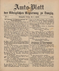 Amts-Blatt der Königlichen Regierung zu Danzig, 6. Januar 1894, Nr. 1