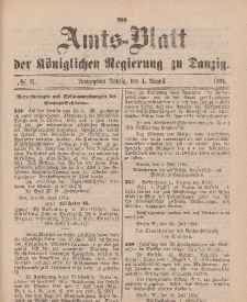 Amts-Blatt der Königlichen Regierung zu Danzig, 4. August 1894, Nr. 31
