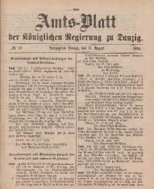Amts-Blatt der Königlichen Regierung zu Danzig, 11. August 1894, Nr. 32