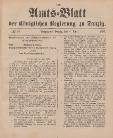 Amts-Blatt der Königlichen Regierung zu Danzig, 4. April 1896, Nr. 14