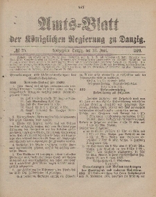 Amts-Blatt der Königlichen Regierung zu Danzig, 24. Juni 1899, Nr. 25