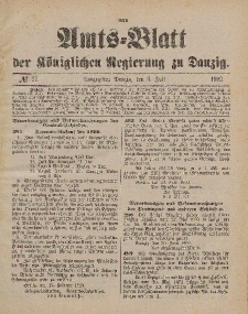 Amts-Blatt der Königlichen Regierung zu Danzig, 8. Juli 1899, Nr. 27