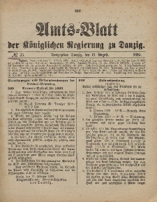 Amts-Blatt der Königlichen Regierung zu Danzig, 19. August 1899, Nr. 33