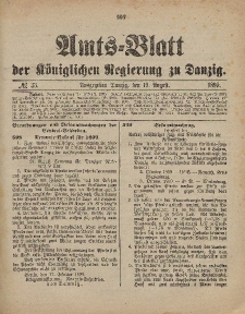 Amts-Blatt der Königlichen Regierung zu Danzig, 19. August 1899, Nr. 33