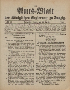 Amts-Blatt der Königlichen Regierung zu Danzig, 26. August 1899, Nr. 34