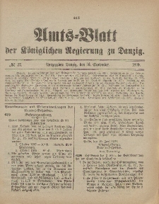 Amts-Blatt der Königlichen Regierung zu Danzig, 16. September 1899, Nr. 37