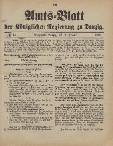 Amts-Blatt der Königlichen Regierung zu Danzig, 14. Oktober 1899, Nr. 41