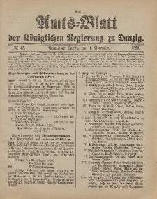 Amts-Blatt der Königlichen Regierung zu Danzig, 11. November 1899, Nr. 45