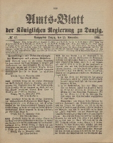 Amts-Blatt der Königlichen Regierung zu Danzig, 25. November 1899, Nr. 47