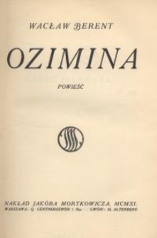 Ozimina : powieść
