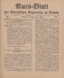 Amts-Blatt der Königlichen Regierung zu Danzig, 1. Januar 1898, Nr. 1
