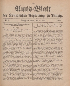 Amts-Blatt der Königlichen Regierung zu Danzig, 16. April 1898, Nr. 16