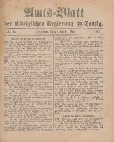 Amts-Blatt der Königlichen Regierung zu Danzig, 14. Mai 1898, Nr. 20