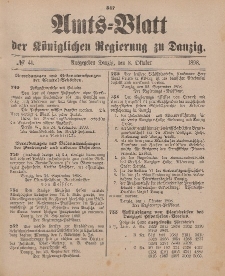 Amts-Blatt der Königlichen Regierung zu Danzig, 8. Oktober 1898, Nr. 41