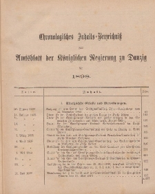 Chronologisches Inhaltsverzeichnis zum Amtsblatt der Königlichen Regierung zu Danzig für 1898
