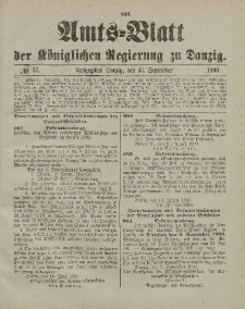 Amts-Blatt der Königlichen Regierung zu Danzig, 15. September 1900, Nr. 37
