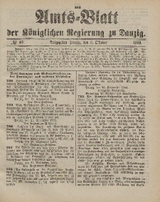 Amts-Blatt der Königlichen Regierung zu Danzig, 6. Oktober 1900, Nr. 40
