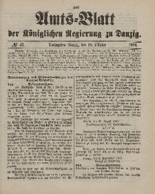 Amts-Blatt der Königlichen Regierung zu Danzig, 20. Oktober 1900, Nr. 42