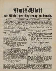 Amts-Blatt der Königlichen Regierung zu Danzig, 10. November 1900, Nr. 45