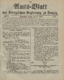 Amts-Blatt der Königlichen Regierung zu Danzig, 13. April 1901, Nr. 15