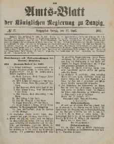 Amts-Blatt der Königlichen Regierung zu Danzig, 27. April 1901, Nr. 17