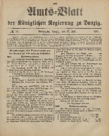 Amts-Blatt der Königlichen Regierung zu Danzig, 27. Juli 1901, Nr. 30
