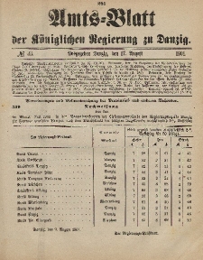Amts-Blatt der Königlichen Regierung zu Danzig, 17. August 1901, Nr. 33