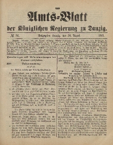 Amts-Blatt der Königlichen Regierung zu Danzig, 24. August 1901, Nr. 34