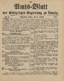 Amts-Blatt der Königlichen Regierung zu Danzig, 26. Oktober 1901, Nr. 43